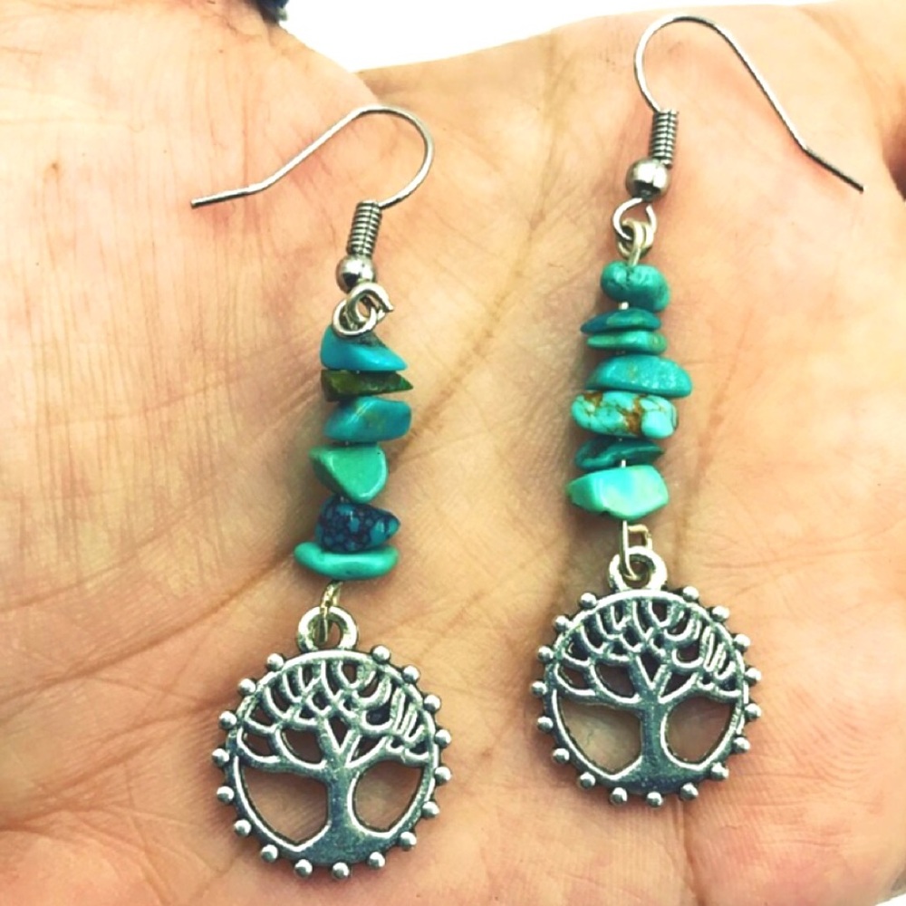 π¦Two for $25!Boho Turquoise tree of life earrings - Picture 4 of 7